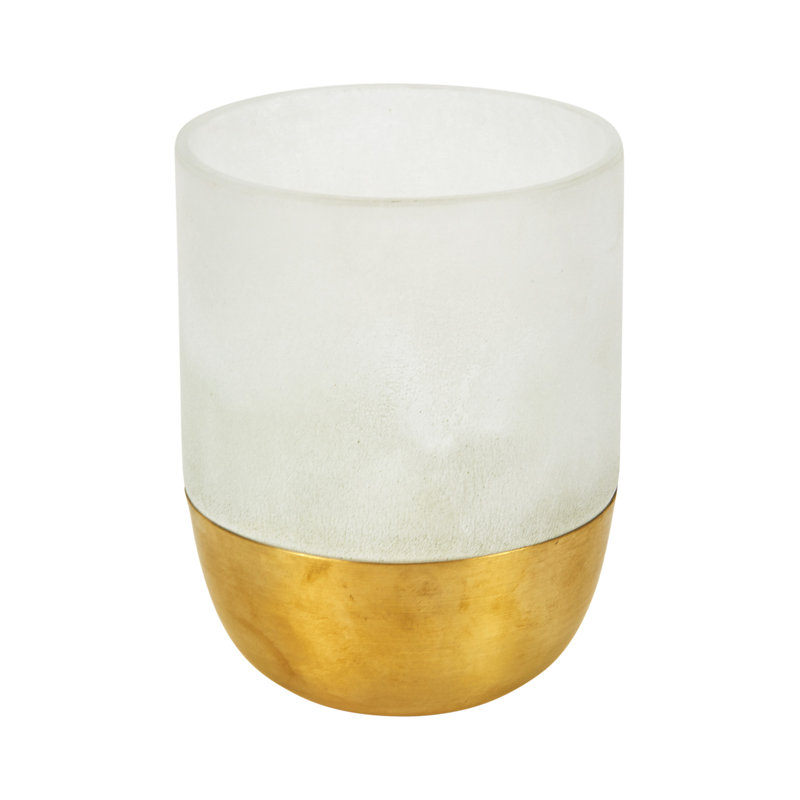 Glass Tabletop Votive Holder, 3" H x 3.25" W x 3.25" D, White