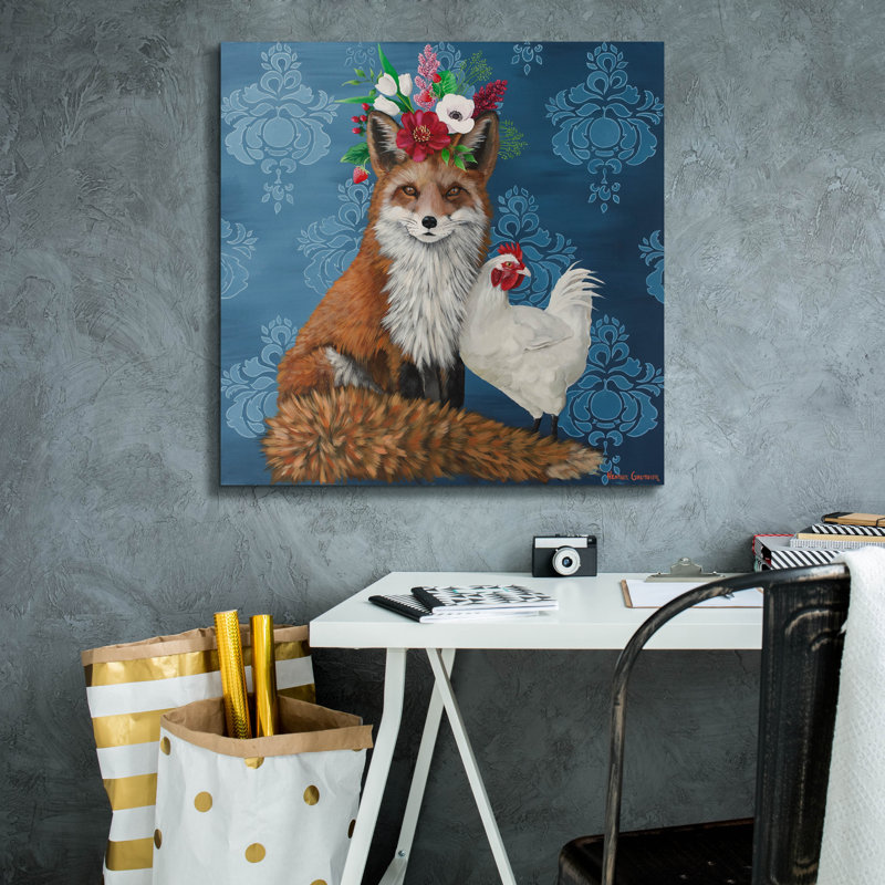  «Fox and Hen» par Heather Gauthier, art mural sur toile, 26 po x 26 po