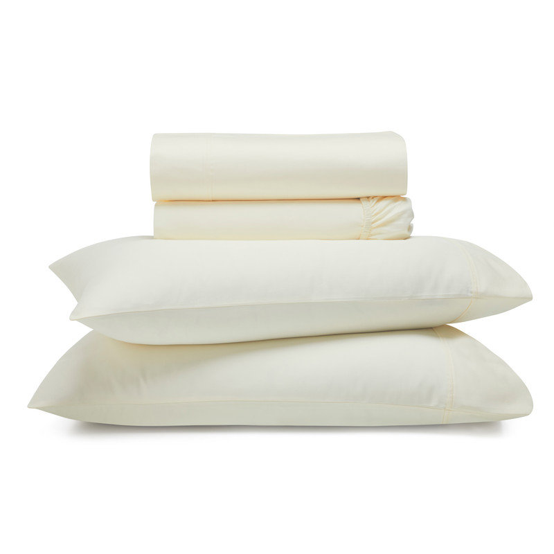 Ensemble de draps en coton Apus, Ensemble de draps très grand californien avec 2 t, Ivoire, Mattress Pocket Depth 15"