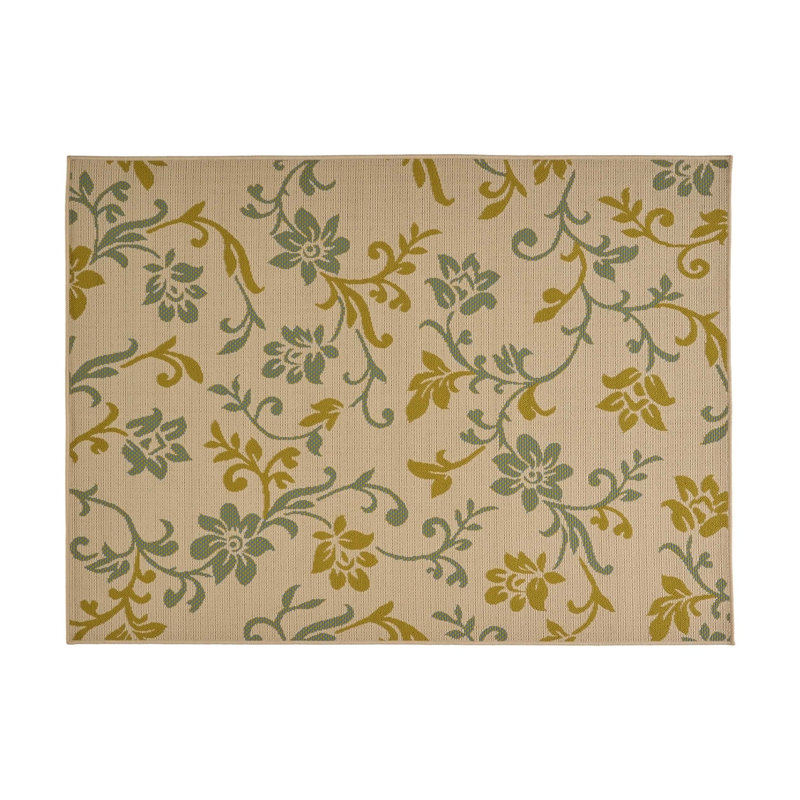 Ivory Rectangle Polypropylene 5'3" X 7' Rug