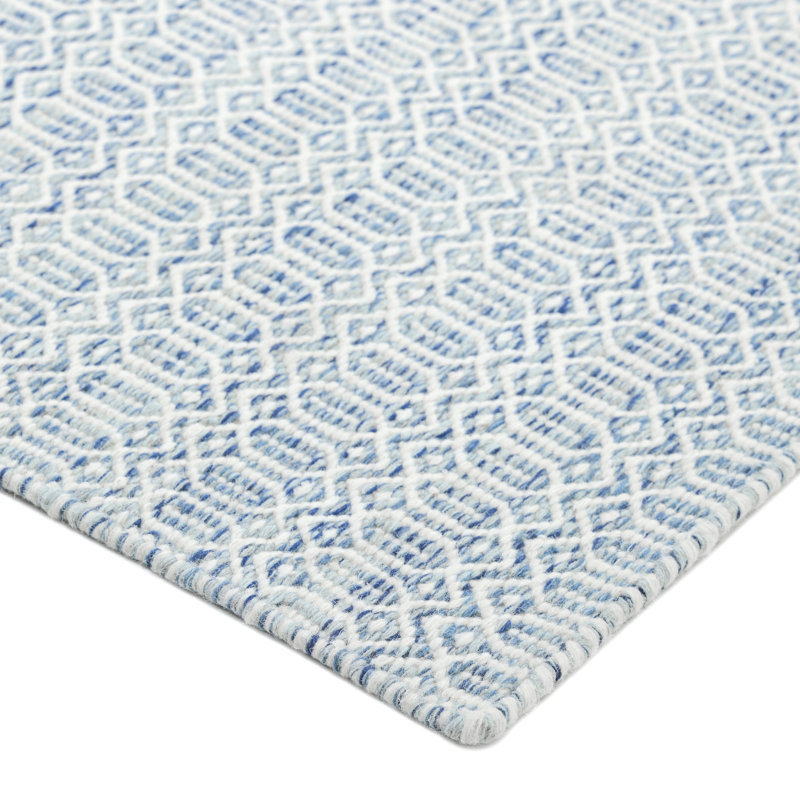 Chatham Geometric Area Rug in Ivory/Blue, Rectangle 6' x 9'