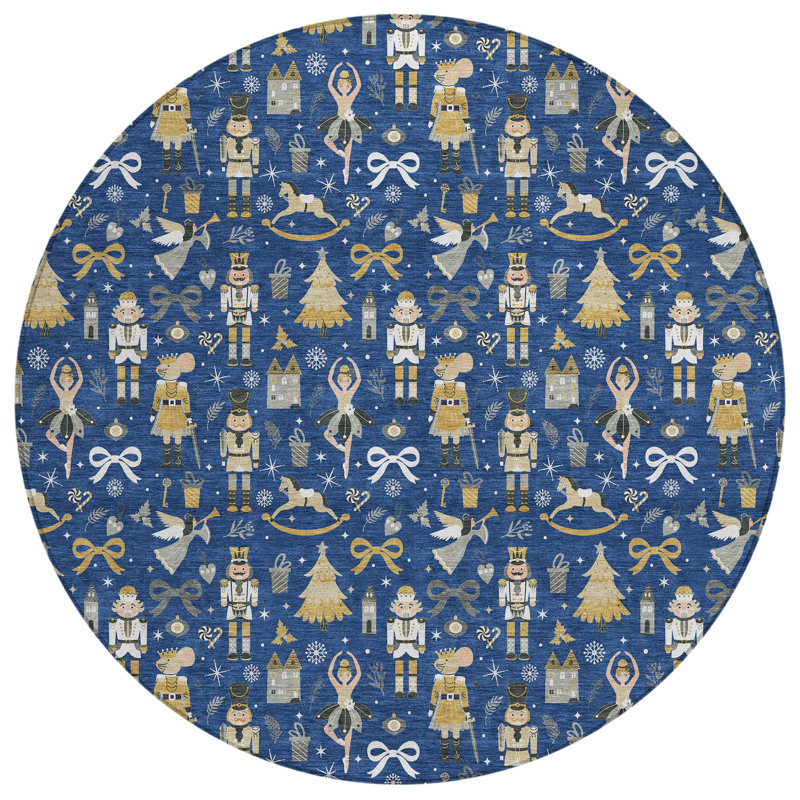Xhevrie Machine Woven Area Rug, Round 8'
