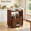 Armoire à café roulante avec prise de courant, chariot de cuisine mobile avec portes coulissantes et tablettes de rangement (l 23,62 po)-131364394