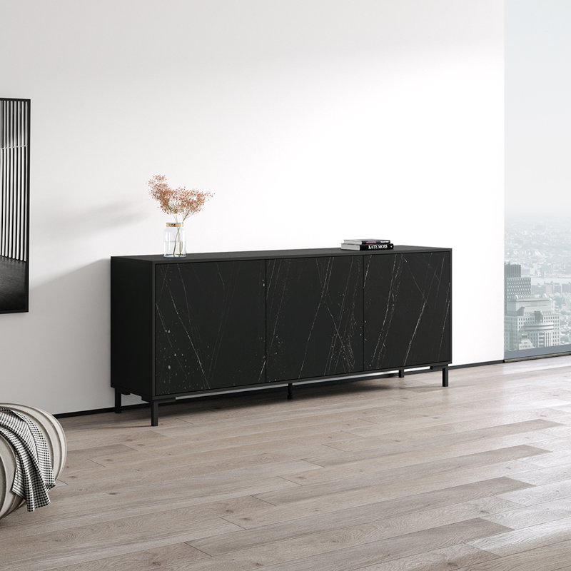 Buffet de 78,7 po de large Czapla, Noir