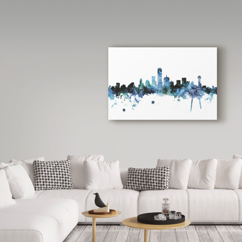 « dallas texas blue blue horizon », reproduction d’impression sur toile tendue, H 12 po x l 19 po x P 2 po