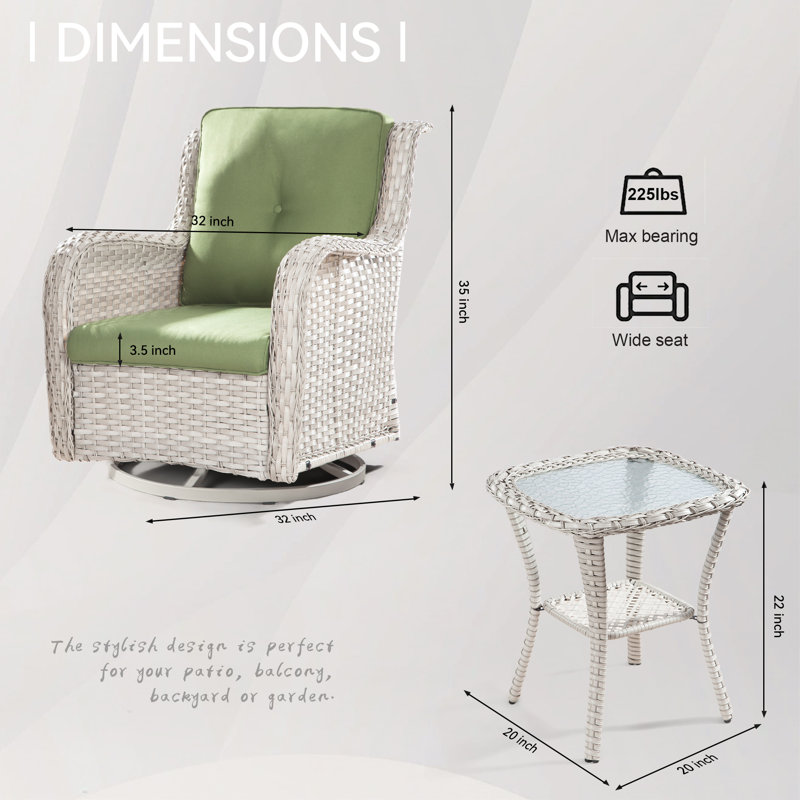 Ensemble de conversation avec coussins Isella, Vert, Gris