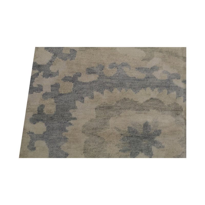 Nomad Hand-Knotted Cotton/Wool Floral Area Rug in Ivory/Dark Blue