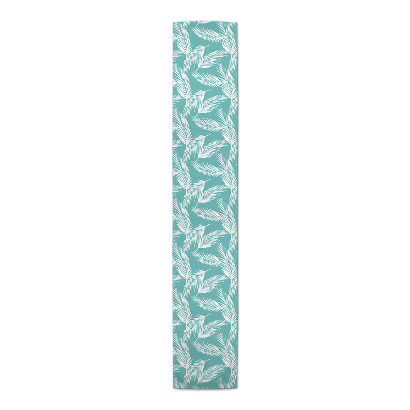 Nature Palm Gray Table Runner, Teal, 72" x 16", 1