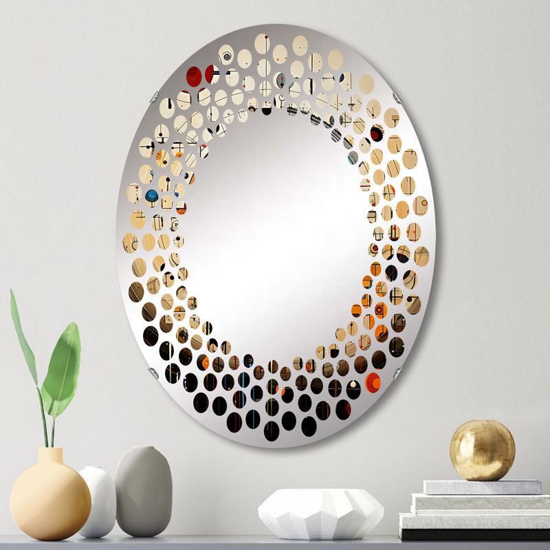 Symbole des Amérindiens interconnectés - miroir mural à pois - MIR117027-Ovale, L 20 po x H 30 po