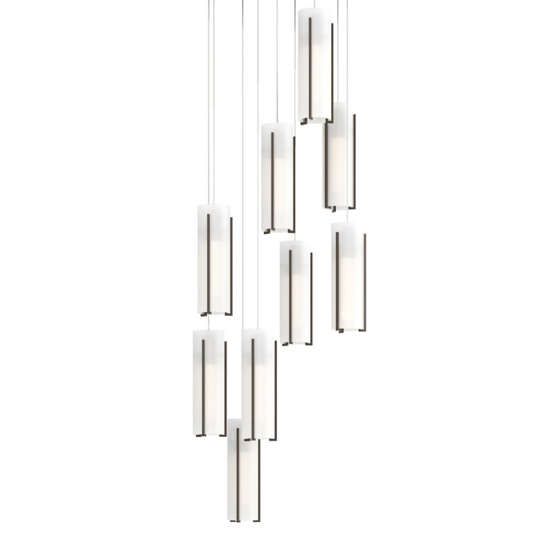 Exos 9 - Light Cylinder Pendant, Bronze, 13" - 130", Opal