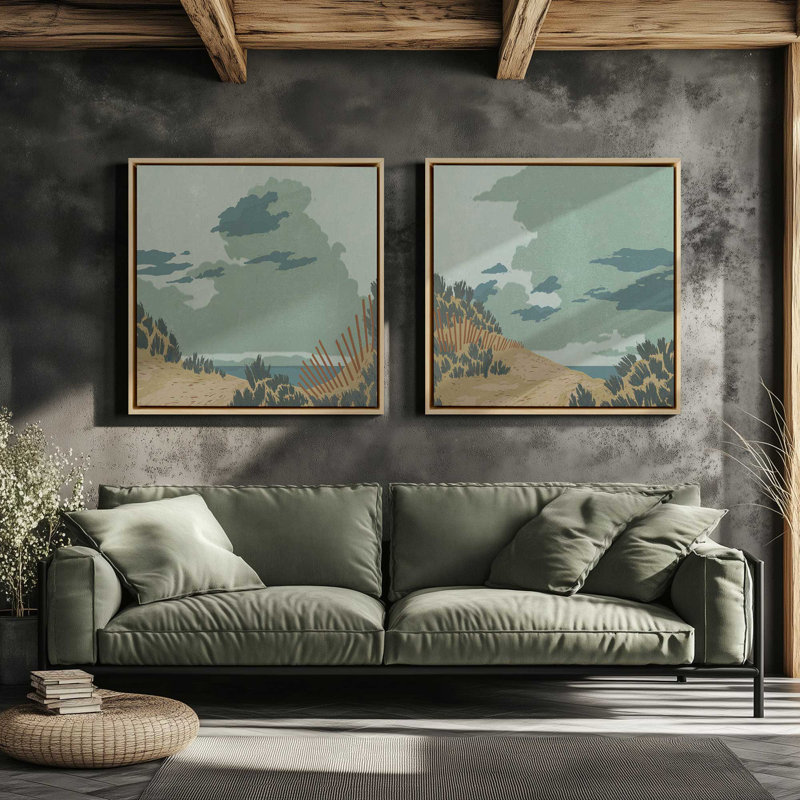 Ensemble de 2 dunes et clôtures, H 17 po x l 34 po, Cadre flottant blanc opaque