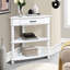 Table de coin brune 33,8 po, 3 niveaux, pieds en bois massif pour table d'étude avec pieds, gris graphite-1396312703
