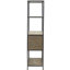 Bibliothèque grise avec armoire de rangement - structure en métal pour la chambre à coucher et le salon avec finition grise exposant des objets décoratifs