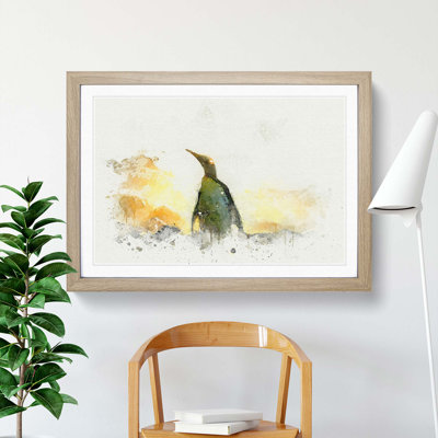 King Penguin in Abstract - Framed Print