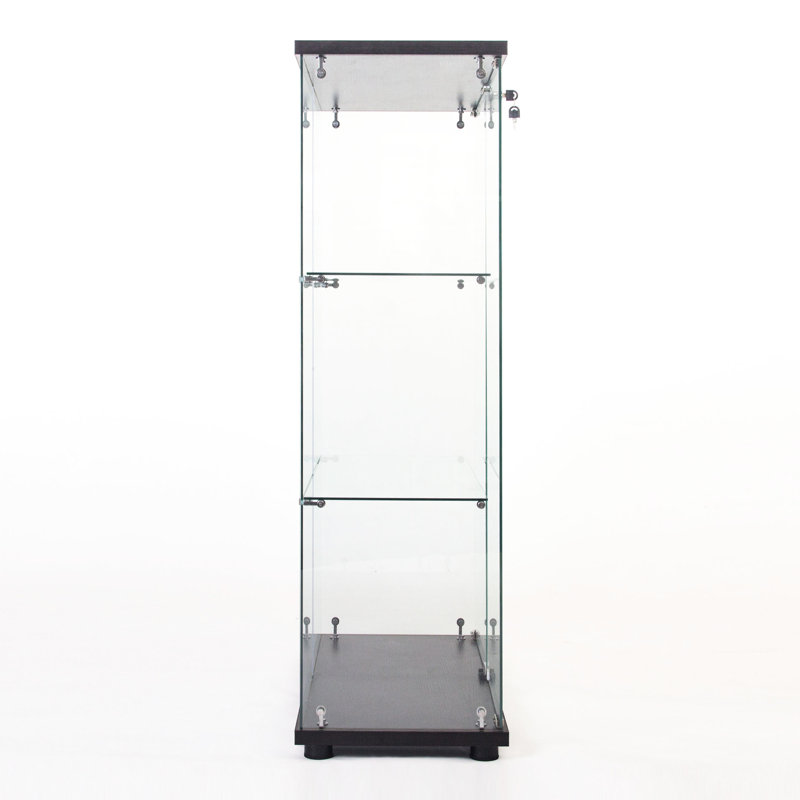 Vitrine en verre noir avec 3 tablettes et une porte - Armoire décorative élégante, rangement pratique et sophistiqué