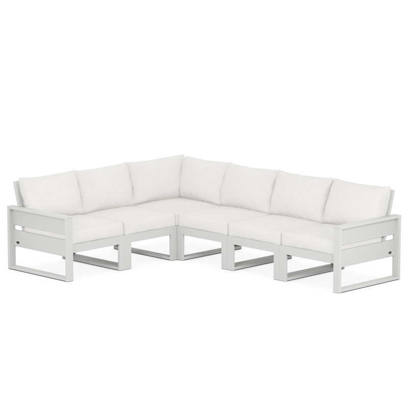TREX Outdoors Eastport 5 - Person Outdoor Seating Group with Cushions, White, Natural Linen
