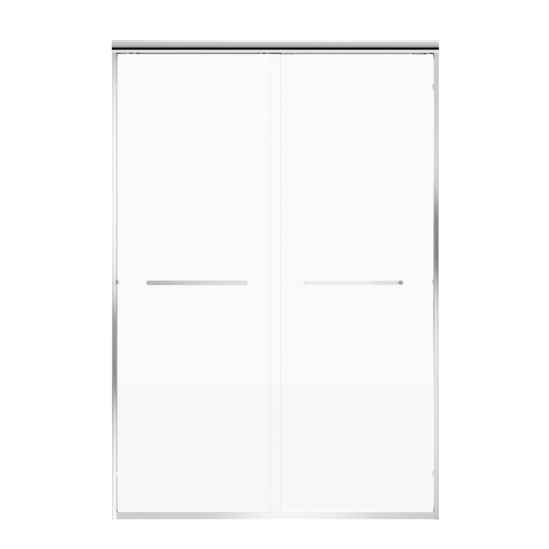 60" W X 72" H Aluminum Frame Double Sliding Shower Door With 1/4" (6Mm) Nano-Coated Clear Tempered Glass And Dual Stainless Steel Handles