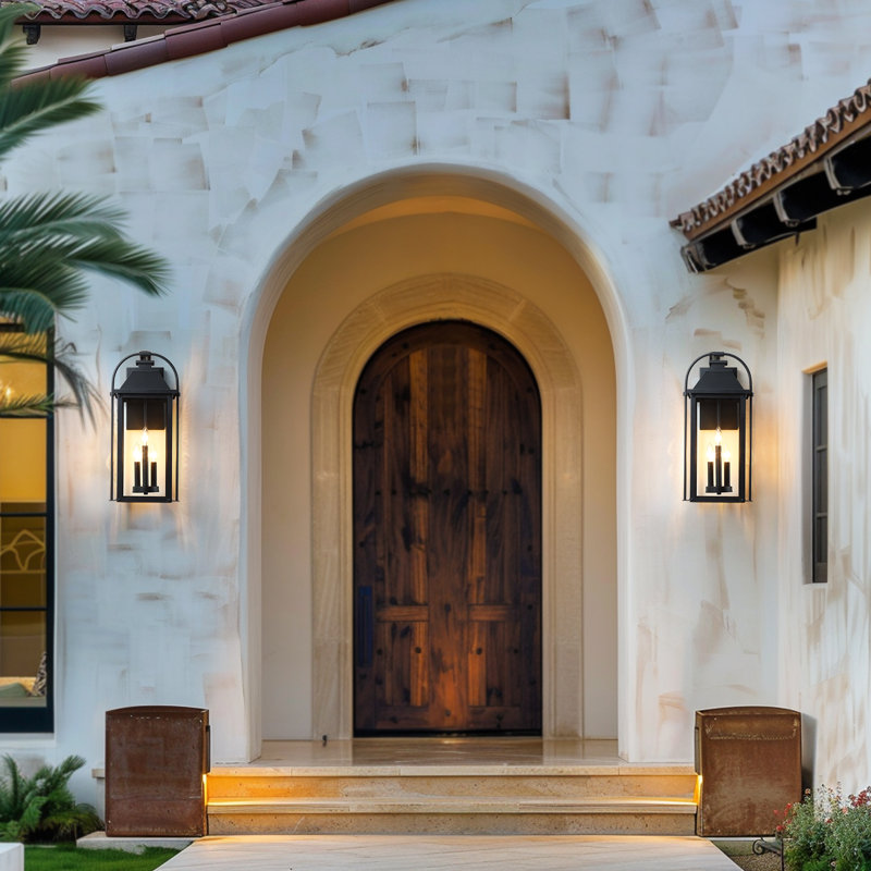 22.5" H 3-Light Large Black Outdoor Wall Lantern Sconce, 22.5" H - 3 light sockets, Matte Black