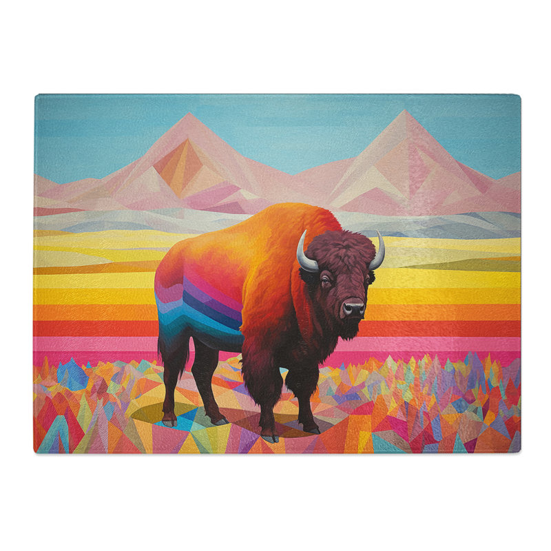 Bison Buffalo Colour Field  Glass Chopping Board
