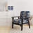 Cobalt Blue Scrollwork Swirls Victorian Pattern II - Upholstered Floral Accent Chair-1244380836