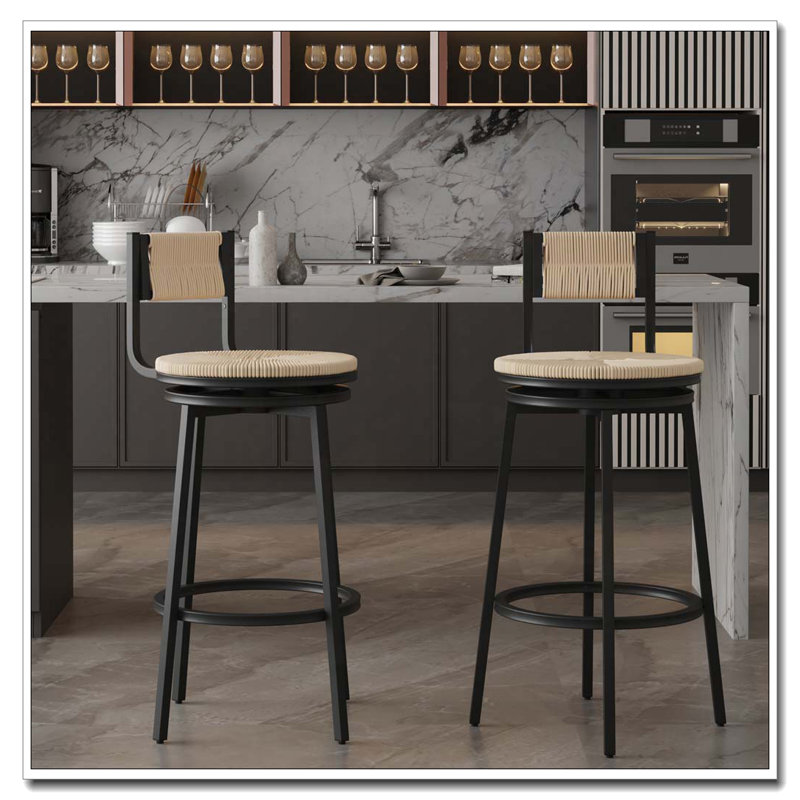 Tabourets de bar chaises de comptoir pivotantes avec structure en métal, Blanc