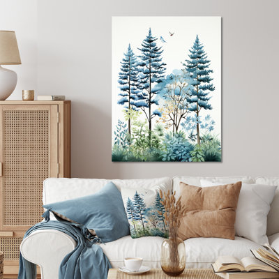 China Pine Tree Mountains - Art mural en porcelaine