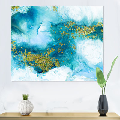 «Blue with Gold Glitter Creative Abstract», peinture sur toile