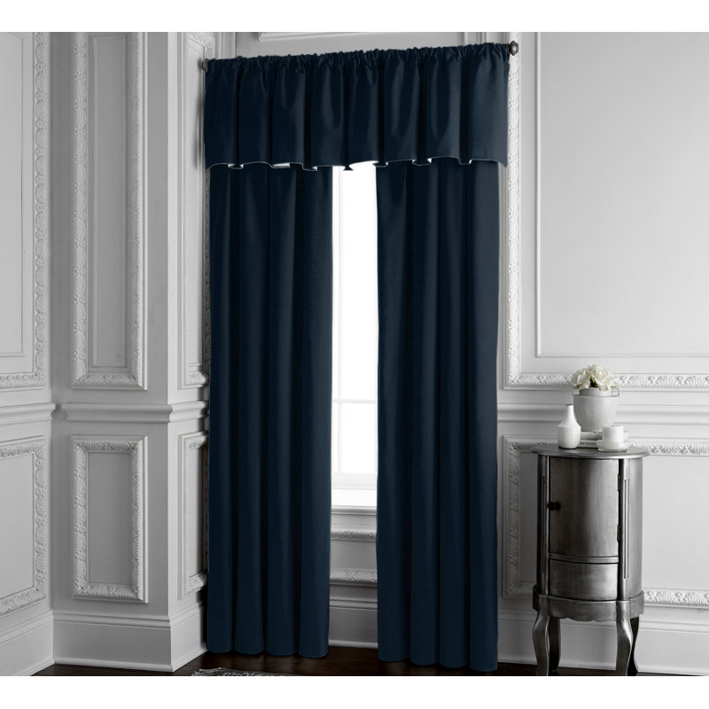 Alia Velvet Solid Color Room Darkening Rod Pocket Single Curtain Panel, 50" W x 144" L, Navy