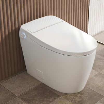 Toilettes intelligentes Breezebath avec siège chauffant, réservoir intégré, veilleuse, chasse d'eau automatique, couvercle à ouverture/fermeture automatique et émail antibactérien.