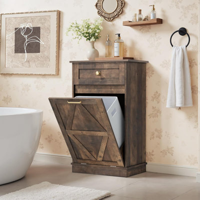 Armoire à ordures inclinable, armoires en bois cachées 10 gallons, panier à linge