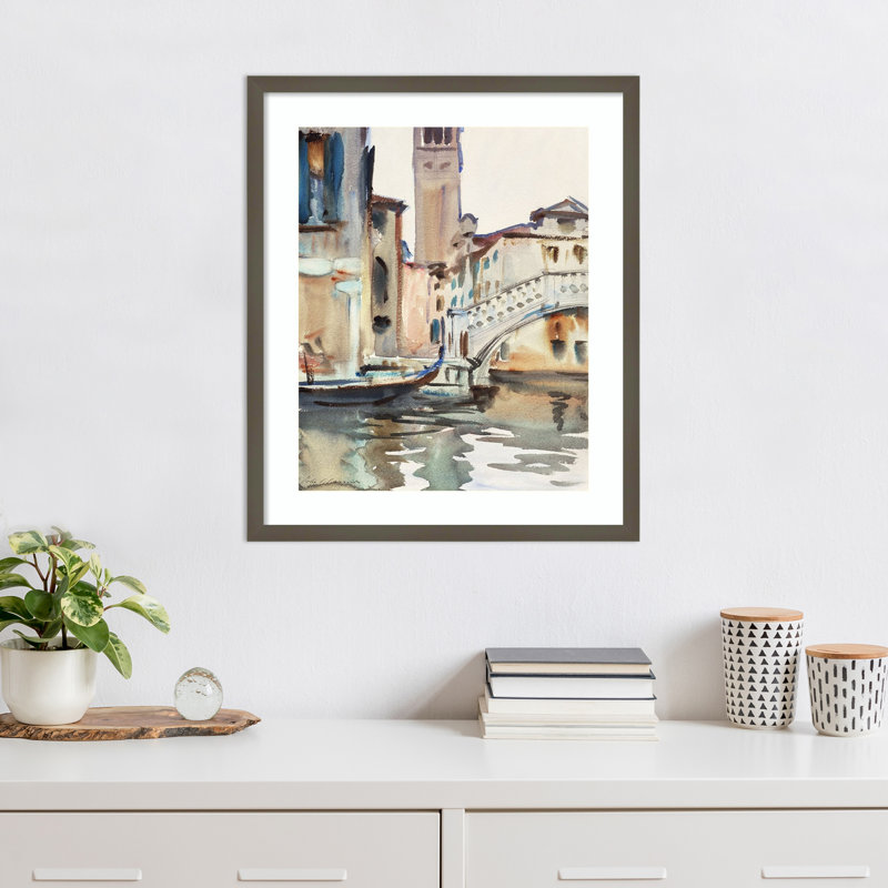 Reproduction d'art mural encadrée en bois Sargents de Venise par John Singer, H 25 po x l 21 po