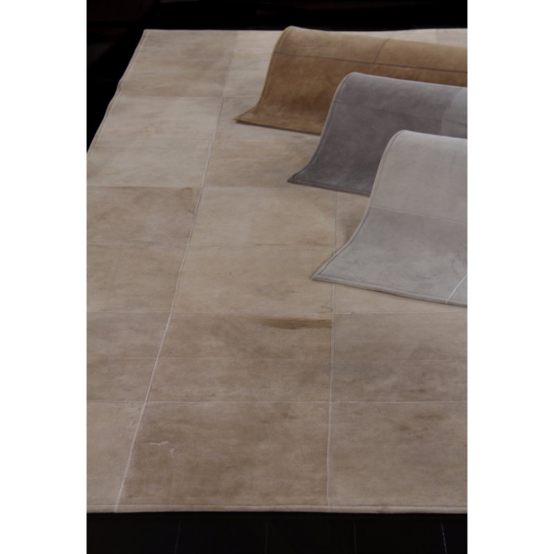 Cowhide Geometric Area Rug in Beige