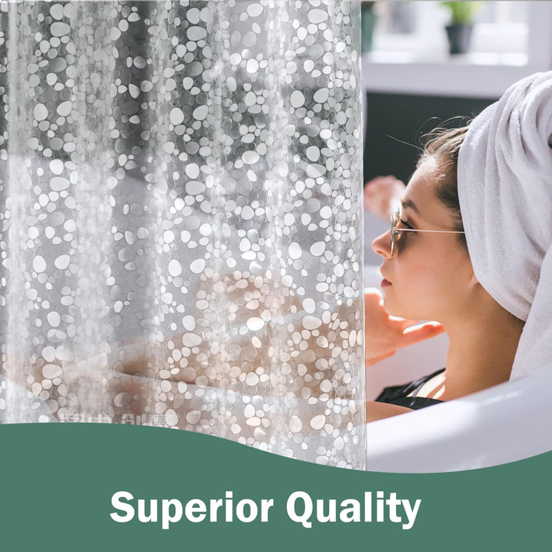 Narrow Shower Curtain with Crystal Stone