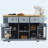53inch Large Kitchen Island with Drop Leaf,Power Outlet,Door Internal Storage Rack,Rolling Kitchen Cart on 5 Wheels with 5 Open Side Racks for Kitchen,Grey Blue-129122415