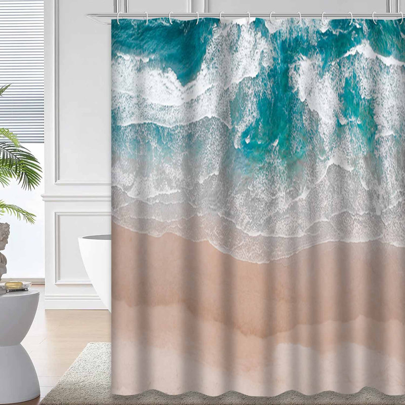 Surfing Beach Ocean Waves Shore Flying Beautiful Sea Landscape with 12 Hooks, L 72 po x l 84 po