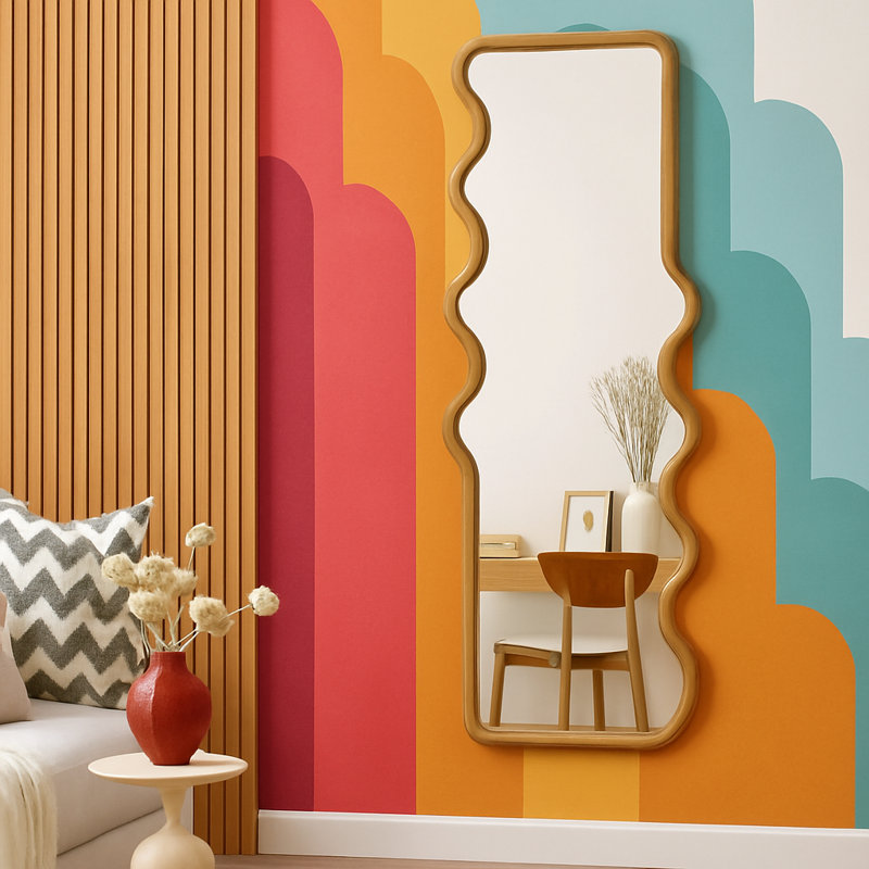 Miroir pleine grandeur en bois naturel de 24 po x 67 po