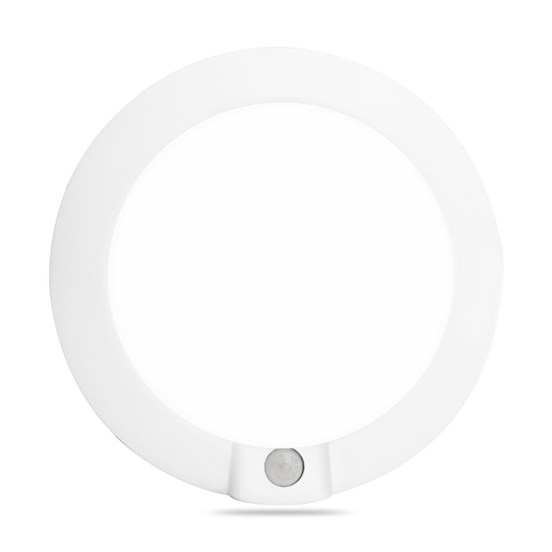 Luminaire à DEL 5,8 po, 14,5 W 120 V CA, blanc chaud 3 000 K / 5 000 K lumière du jour fixe, capteur de mouvement, intensité réglable de 10% à 100%, installation facile pour les espaces intérieurs / humides
