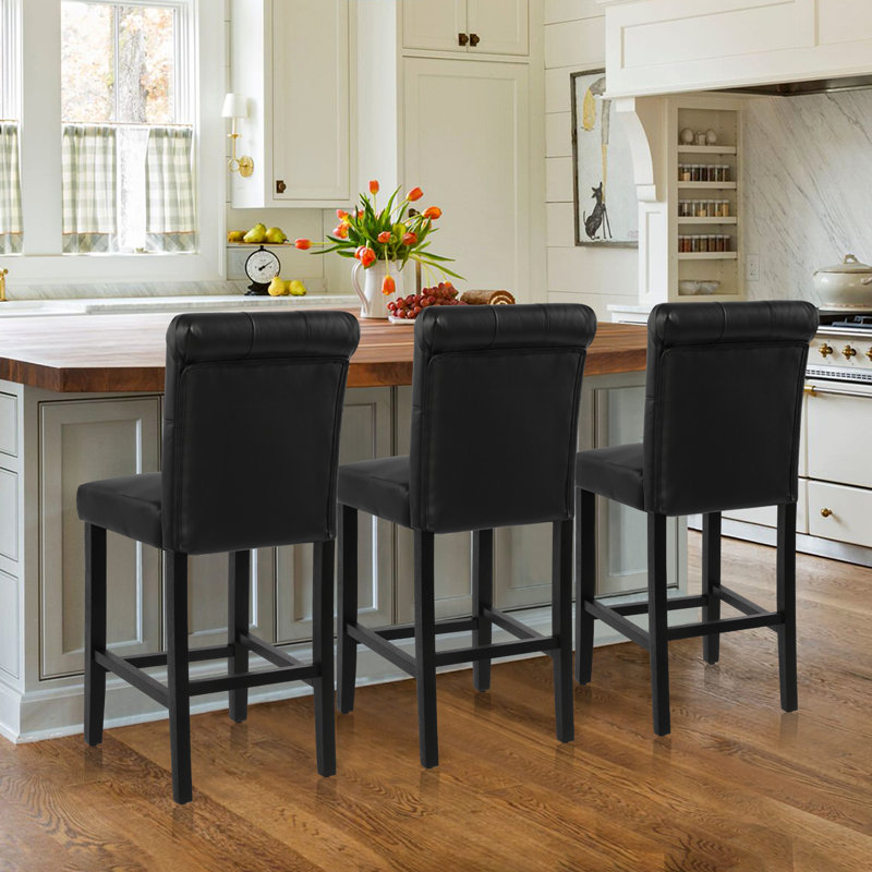 Burlison 25.25" Counter Stool, Black/Faux Leather