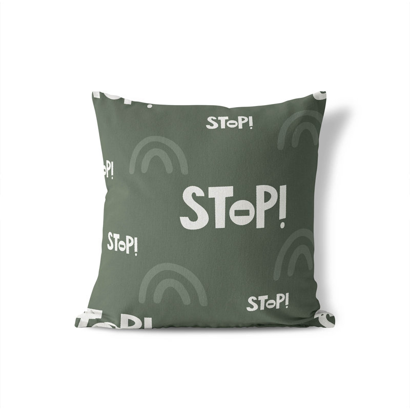 Coussin Stop, Chimichurri / vert / ivoire, H 26 po x l 26 po