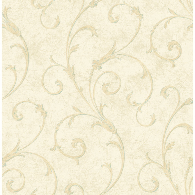 Seabrook Designs Glanville Scrolls Unpasted Wallpaper, Cream