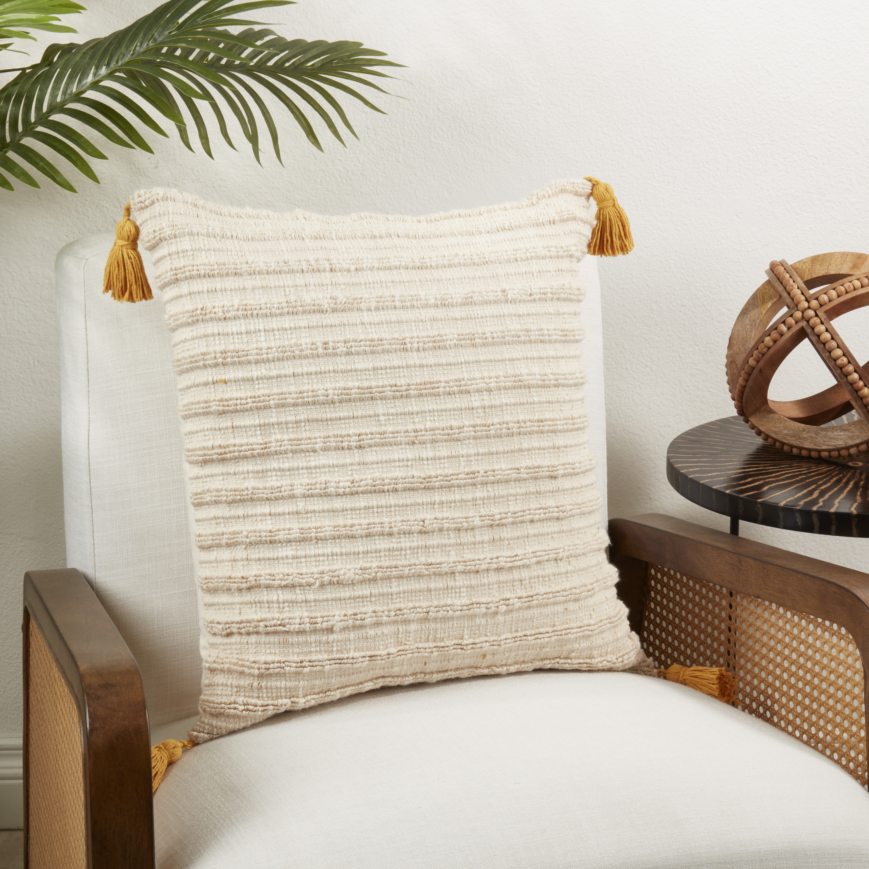 Saro Timeless Texture Striped Woven Throw Pillow Cover | Wayfair