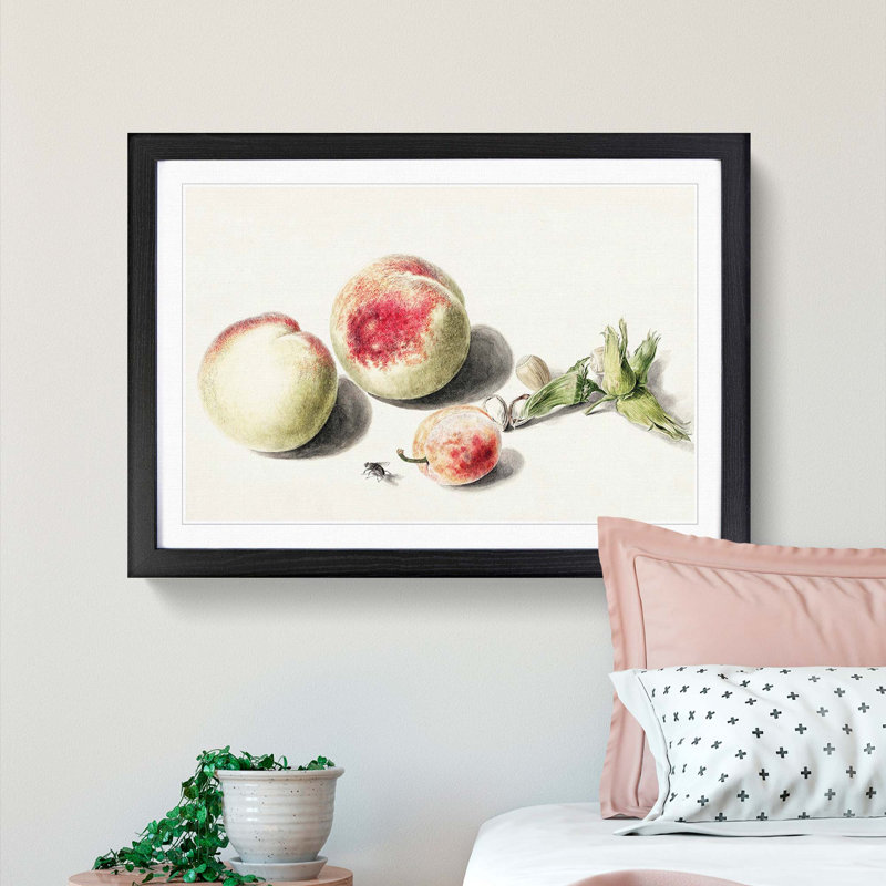 Peaches & Plum by E.G. Van De Kasteele - Picture Frame Painting Print, 62cm H x 87cm W x 2cm D, Black Framed
