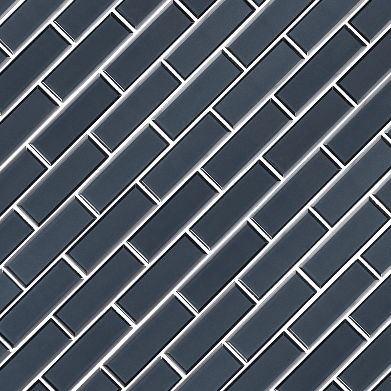 Bayla Azure Subway 12 in. x 12 in. Glossy Glass Mosaic Wall Tile