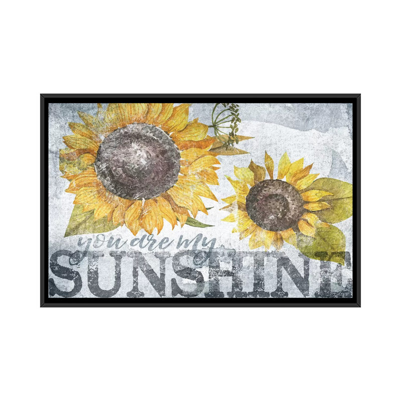 « Sunshine Sunflower » par Gigi Louise-impression, Toile avec cadre noir, Pas de tapis, H 18 po x l 26 po x P 1,5 po