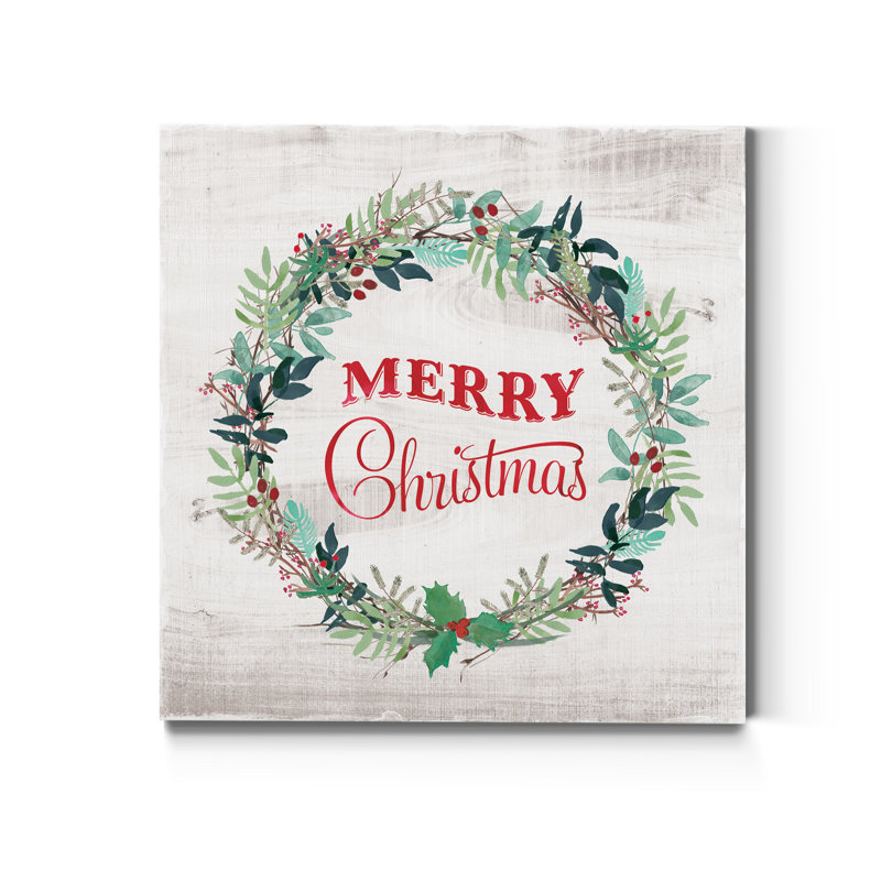 "Merry Christmas", reproduction d’art textuel sur toile tendue, H 40 po x l 40 po x P 1 po