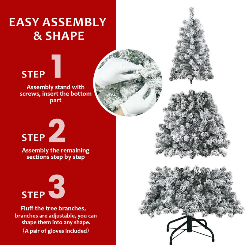 Arbre de Noël enneigé 4 pi - Arbre de Noël artificiel en PVC enneigé avec 233 pointes, forme compacte, support en métal robuste, arbre de Noël pour la maison, le bureau ou un appartement