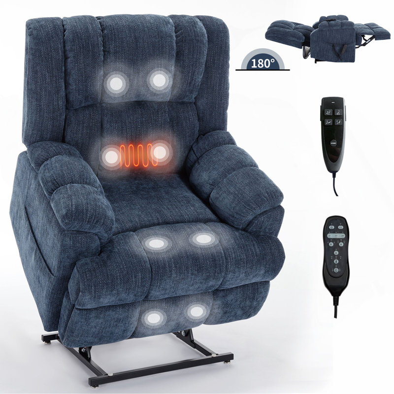 Dual Motor Heat Massage Infinite Position Up To 350 LBS Electric Power Lift Recliners With Power-Remote, Medium-Firm And Heavy Duty