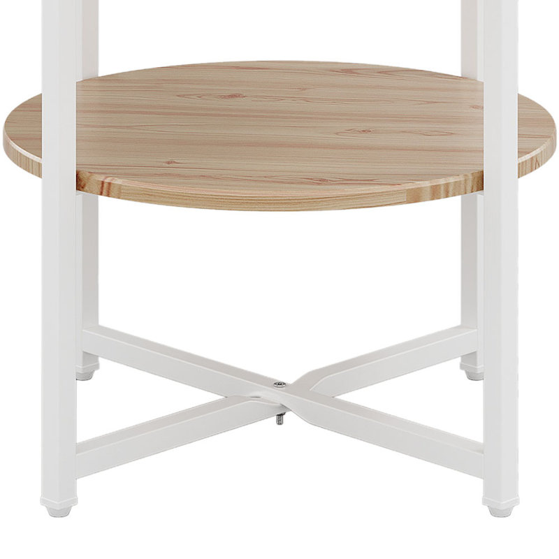 Michalitsa Cross Legs End Table, Natural Top/White Base