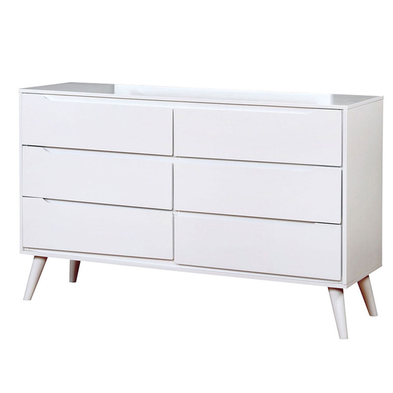 Commode double 6 tiroirs Surya, Blanc