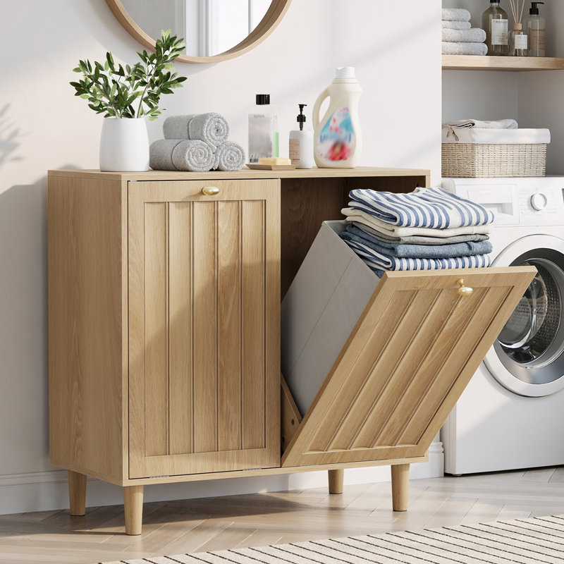 Armoire à linge double avec panier amovible